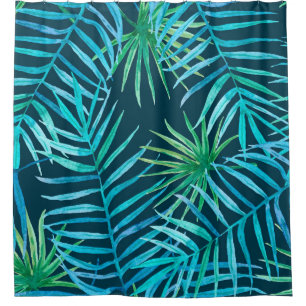 Lush greenery of tropical plants from jungle seaml shower curtain