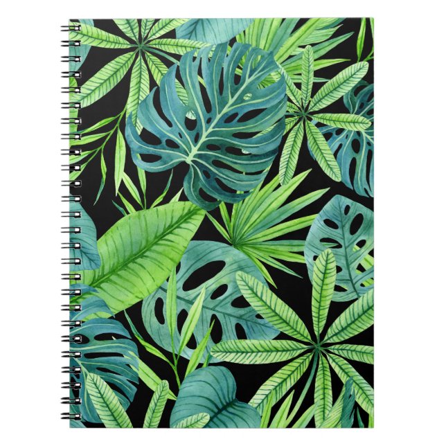Lush Greenery: Tropical Plant Pattern Notebook (Front)