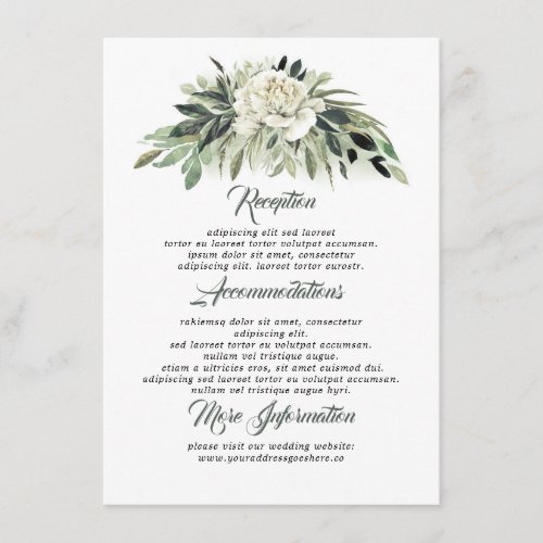 Lush Greenery Wedding Information Guest Enclosure Card