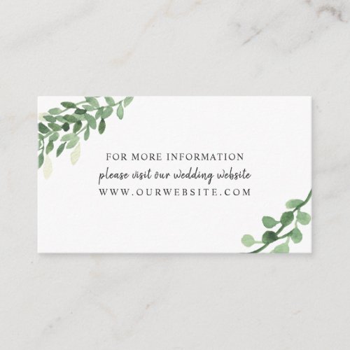 Lush Greenery wedding information website card