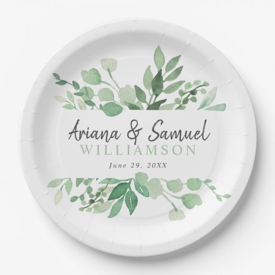 Lush Greenery Wedding Reception Plates Zazzle Com