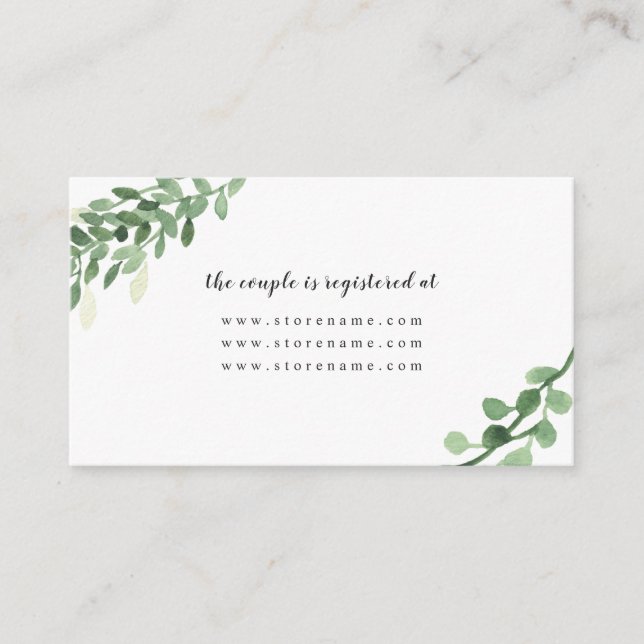 Lush Greenery wedding registry Enclosure Card (Front)