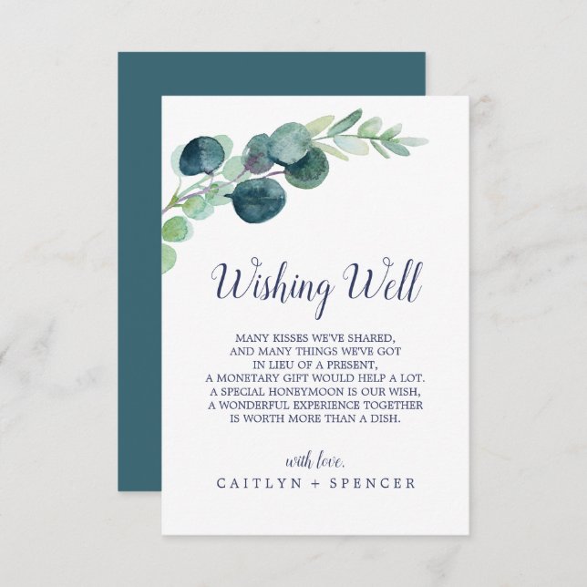 Lush Greenery Wedding Wishing Well Card (Front/Back)