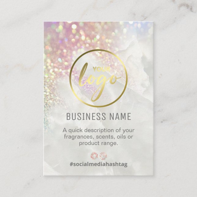 Lush Holographic Glitter Pastel Fragrance List Business Card (Front)