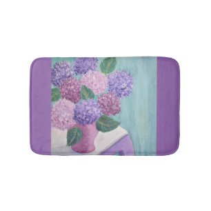 Lush Hydrangea Painting Bath Mat