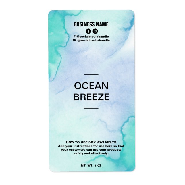 Lush Ink Blue Soy Wax Melt Labels (Front)