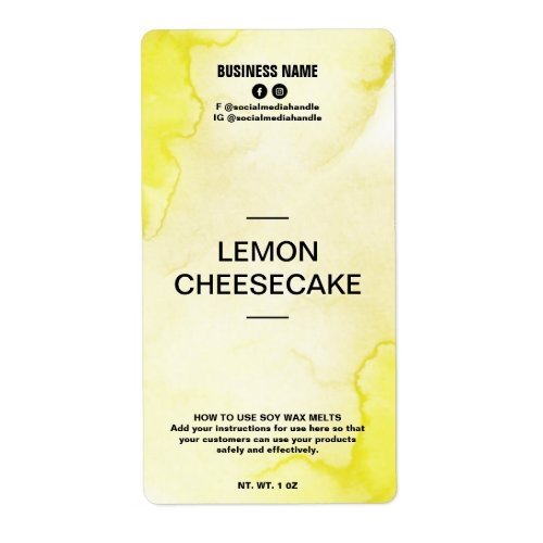 Lush Ink Yellow Soy Wax Melt Labels