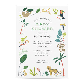 Lush Jungle Baby Shower Invitation by origamiprints at Zazzle
