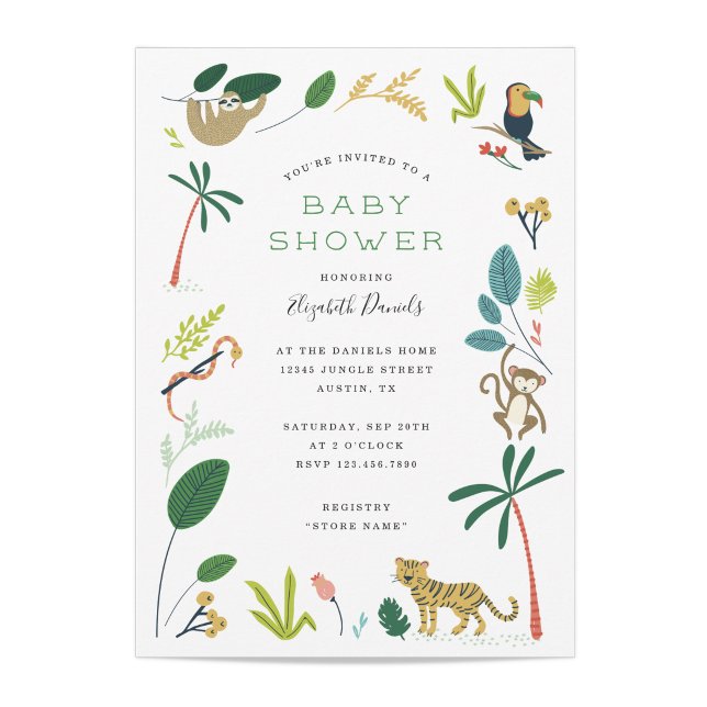 Lush Jungle Baby Shower Invitation
