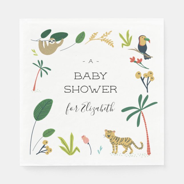 Lush Jungle Baby Shower Napkins (Front)