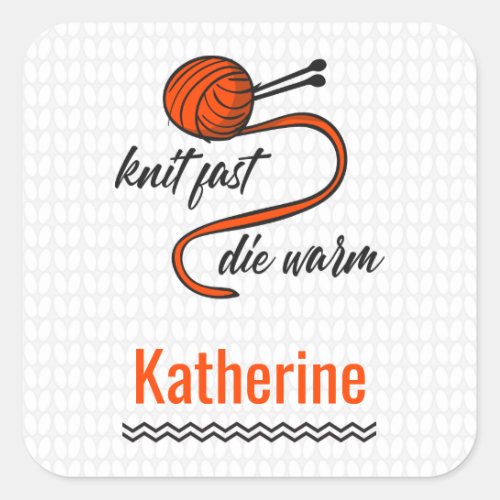 Lush Lava Orange Knit Fast Die Warm Square Sticker