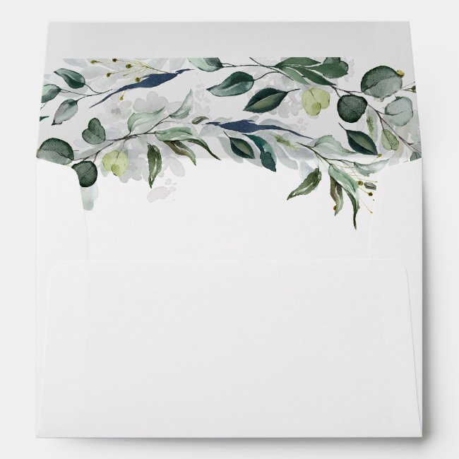 Lush Leafy Greenery and Eucalyptus Watercolor Chic Envelope