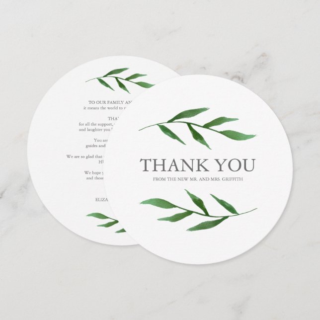 Lush Leaves Elegant Thank You with Message on Back Invitation (Front/Back)