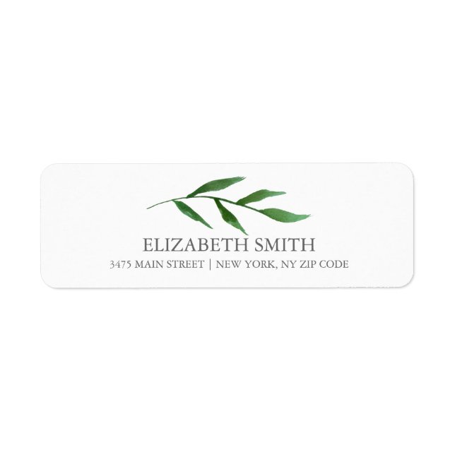 Lush Leaves Elegant Watercolor White Label (Front)