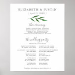 Lush Leaves Elegant Wedding Ceremony Program Sign<br><div class="desc">Wedding program sign with green floral leaf.</div>