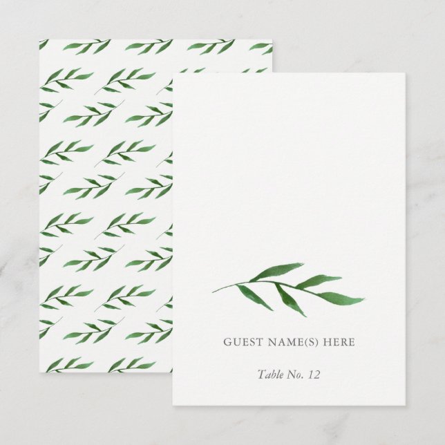 Lush Leaves Elegant Wedding Escort Card (Front/Back)