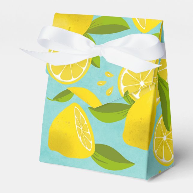 Lush Lemon - teal Party Favor Box (Front Side)