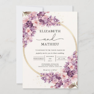 Lush Lilac Botanical Floral Wedding Invitation