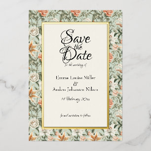 Lush Luxe, Tiger Lily & Mint, Save the Date Foil Invitation