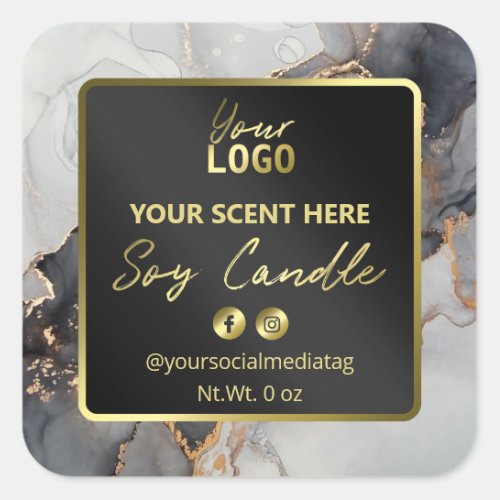 Lush Luxury Ink Black And Gold Soy Candle Labels