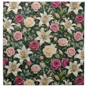 Lush Magnolia Floral Botanical Illustration Cloth Napkin