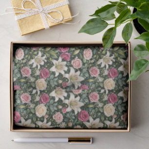 Lush Magnolia Floral Botanical Illustration Tissue Paper