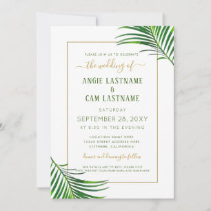 Lush Modern Tropical Greenery Wedding Invitation