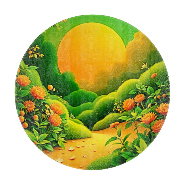 Lush Orange Garden Art Cutting Board (Front)