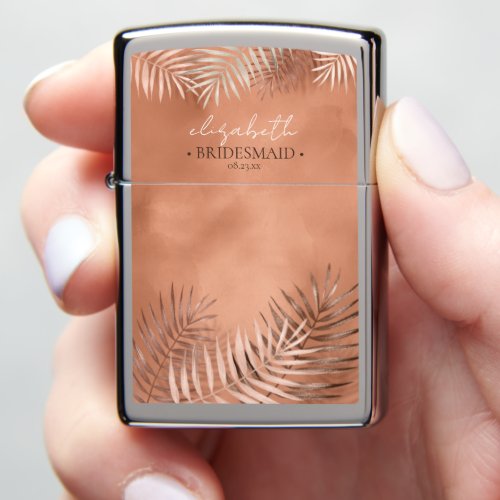 Lush Palm Leaf Bridesmaid Terra Cotta ID956 Zippo Lighter