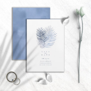 Lush Palm Leaf Wedding Blue ID956 Save The Date