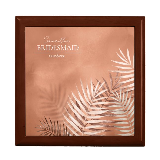 Lush Palm Leaf Wedding Bridesmaid Terra Ctta ID956 Gift Box (Front)