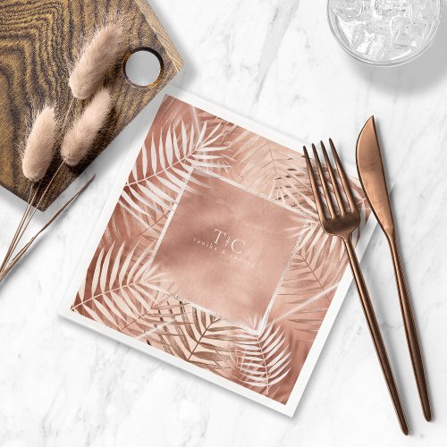 Lush Palm Leaf Wedding Frame Terra Cotta ID956 Paper Dinner Napkins