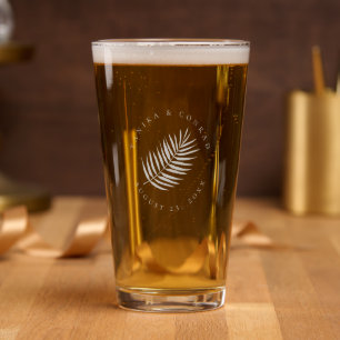 Lush Palm Leaf Wedding ID956 Pint Glass