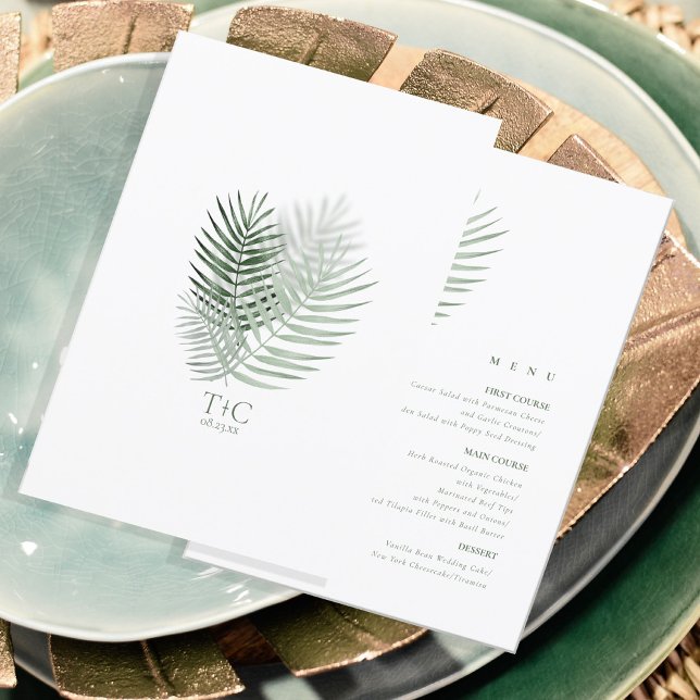 Lush Palm Leaf Wedding Menu Moss Green ID956 (Creator Uploaded)