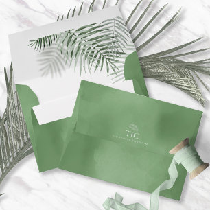 Lush Palm Leaf Wedding Moss Green ID956 Envelope