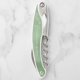 Lush Palm Leaf Wedding Moss Green ID956 Waiter's Corkscrew