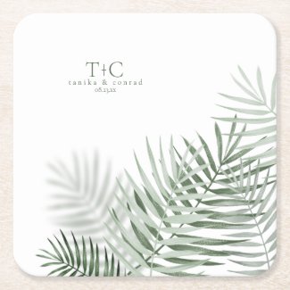 Lush Palm Leaf Wedding Moss Green/Wht ID956