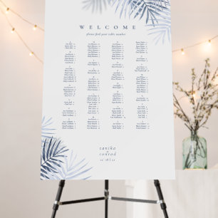 Lush Palm Leaf Wedding Seating Blue/Wht ID956 Foam Board