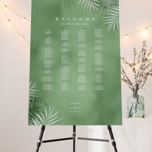 Lush Palm Leaf Wedding Seating Moss Green ID956 Foam Board