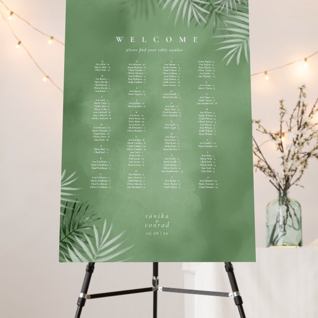 Lush Palm Leaf Wedding Seating Moss Green ID956 Foam Board (In Situ (Stand))