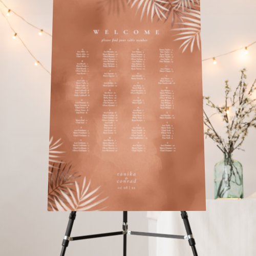 Lush Palm Leaf Wedding Seating Terra Cotta ID956 Foam Board