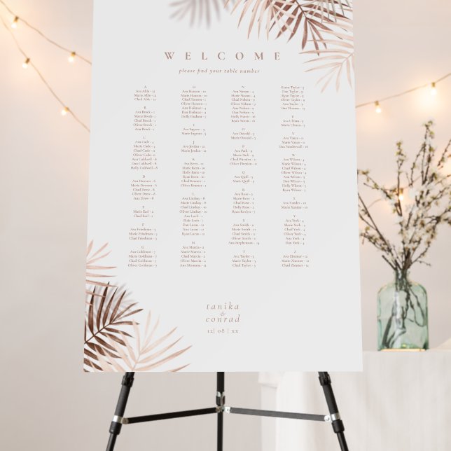 Lush Palm Leaf Wedding Seating Terra Cotta/W ID956 Foam Board (In Situ (Stand))