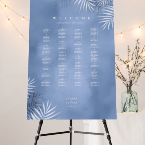 Lush Palm Leaf Wedding Seating Windsor Blue ID956 Foam Board