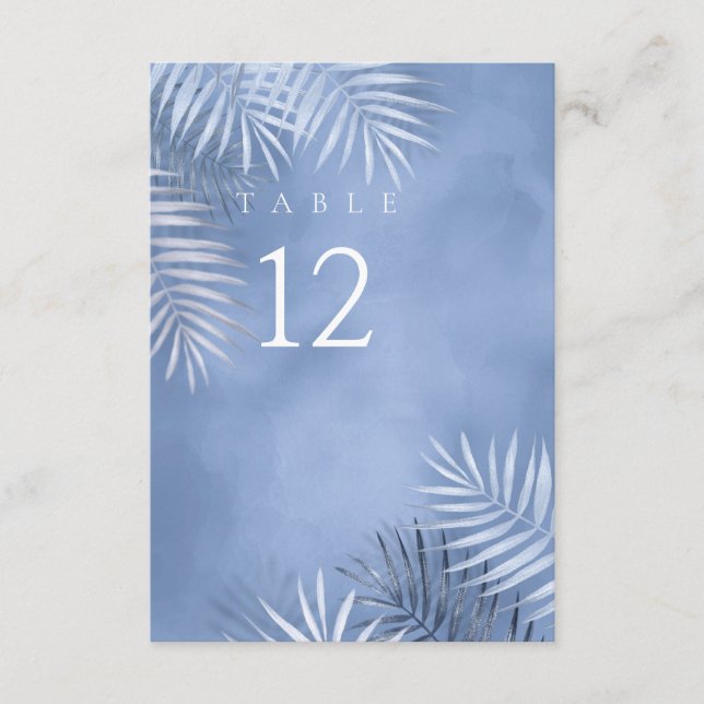 Lush Palm Leaf Wedding Table No. Windsor Blu ID956 Invitation (Front)