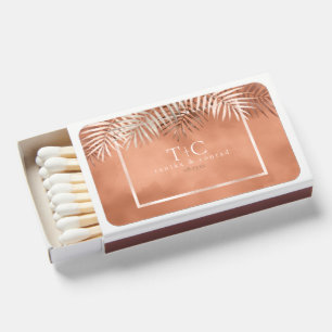 Lush Palm Leaf Wedding Terra Cotta ID956 Matchboxes