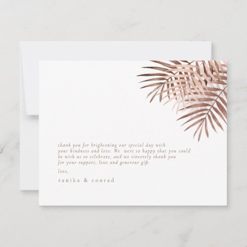 Lush Palm Leaf Wedding Terra Cotta ID956 Thank You Card