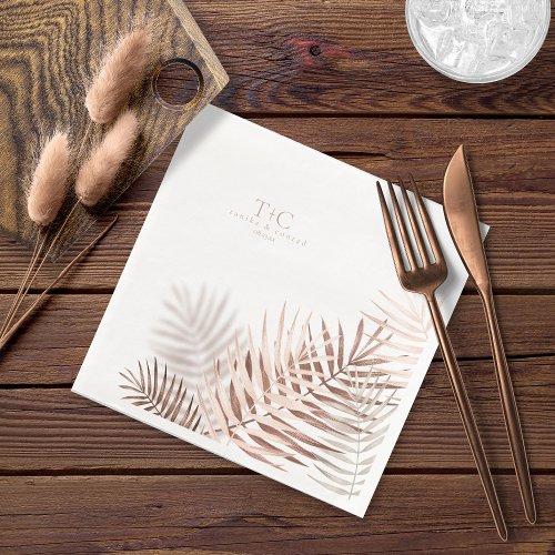 Lush Palm Leaf Wedding Terra CottaWht ID956 Paper Dinner Napkins