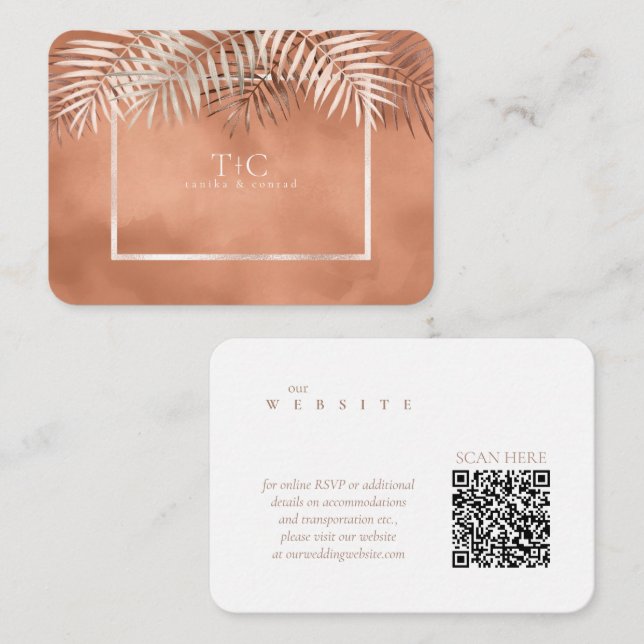 Lush Palm Leaf Wedding Website Terra Cotta ID956 Enclosure Card (Front/Back)