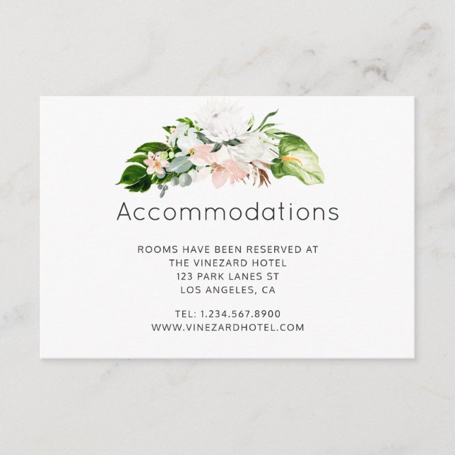 Lush Paradise Tropical Wedding Accommodations Enclosure Card (Front)