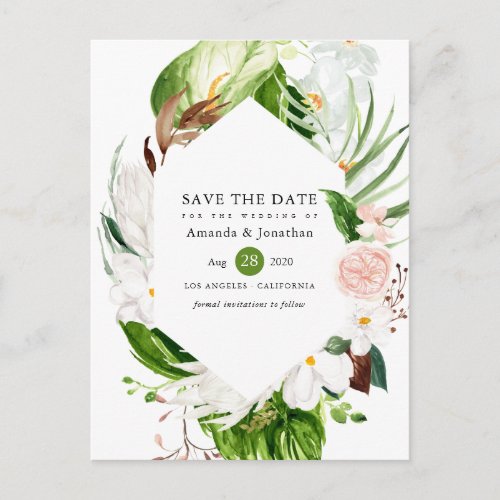 Lush Paradise Tropical Wedding Announcement Postcard